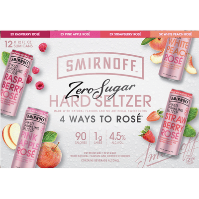 Smirnoff Hard Seltzer, Zero Sugar, Assorted