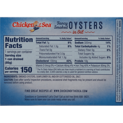 Chicken of the Sea Smoked in Oil Oysters