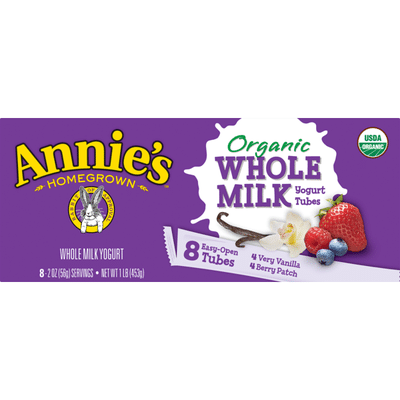 Annie's Homegrown Organic Berry Patch/Very Vanilla Whole Milk Yogurt Tubes