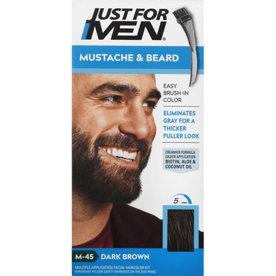 Just For Men Easy Brush-In Color, Mustache & Beard, Dark Brown M-45