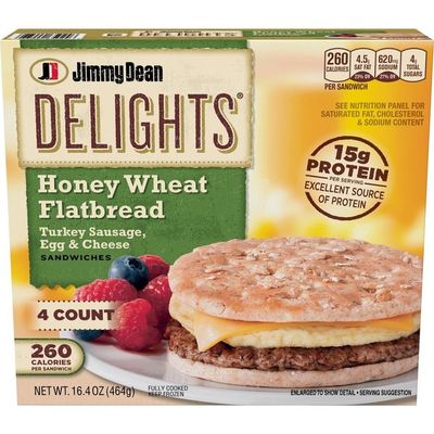 Jimmy Dean Turkey Sausage, Egg & Cheese Flatbread Sandwiches
