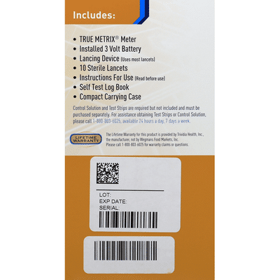 Wegmans Blood Glucose Meter, True Metrix