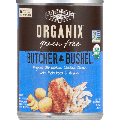 Organix Dog Food, Organic Shredded Chicken Dinner with Potatoes in Gravy