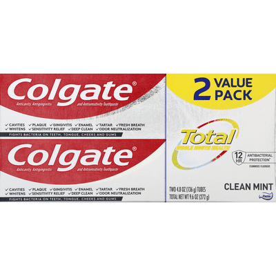 Colgate Toothpaste, Clean Mint, Value 2 Pack
