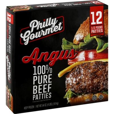 Philly-Gourmet Beef Patties, 100% Pure, Angus, 1/3 Pound