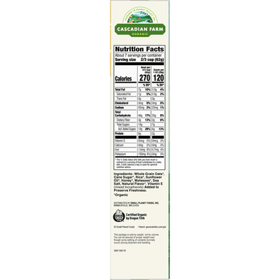 Cascadian Farm Organic Granola, Oats and Honey Cereal