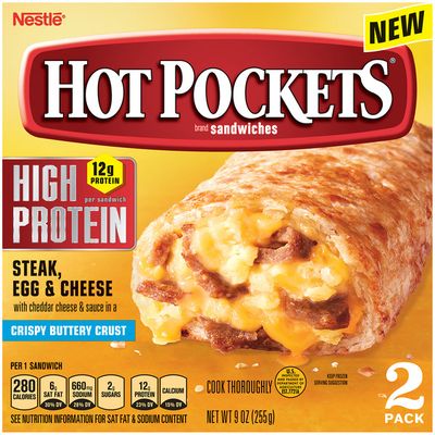 Hot Pockets High Protein Steak Egg & Cheese Frozen Breakfast Sandwiches