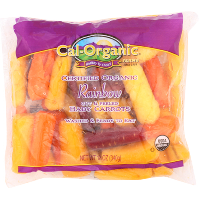 Cal Organic Farms Baby Carrots, Rainbow, Cut & Peeled