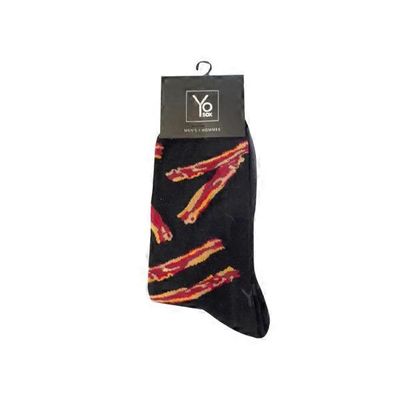 Yo Sox Men's Bacon Strips Funky Crew Socks