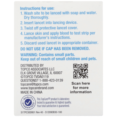 TopCare 30 Gauge Sterile Lancets