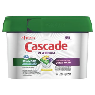 Cascade Platinum Actionpacs Dishwasher Detergent, Lemon Scent