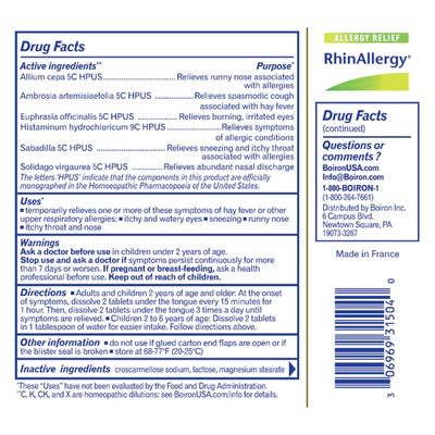 Boiron Rhinallergy Homeopathic Medicine for Allergy Relief