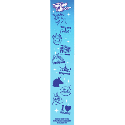 Roll-Ups Fruit Flavored Snacks, Strawberry Sensation/Tropical Tie-Dye/Cherry Orange Wildfire, Unicorn Tongue Tattoos, Variety Pack, 10 Pack