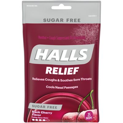 Halls Sugar Free Black Cherry Flavor Cough Drops