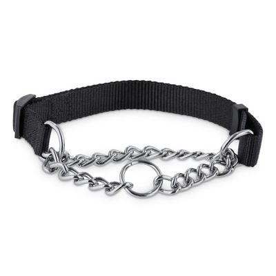 Petco Black Check Nylon And Chain Dog Collar 3/4" Width