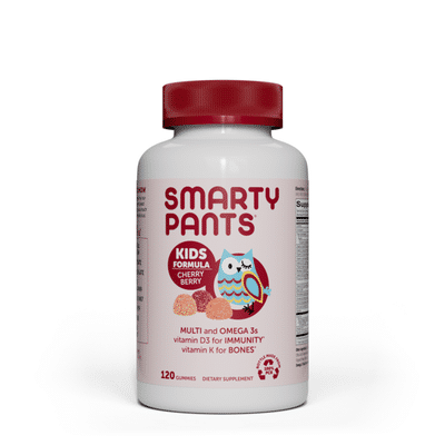 SmartyPants Daily Gummy Multivitamin Kids Cherry Berry: Vitamin C, D3, & Zinc for Immunity, Biotin, Omega 3 Fish Oil, Vitamin E, Iodine, Vitamin B6, Methyl B12