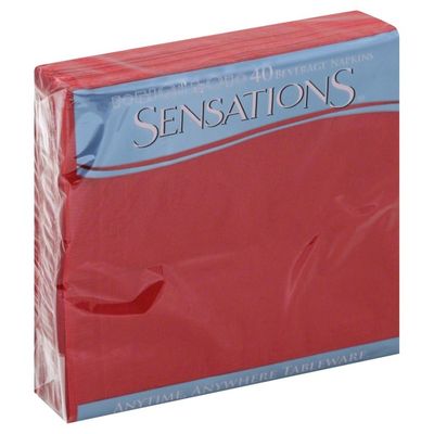 Sensations Napkins, Beverage, Classic Red, 2-Ply