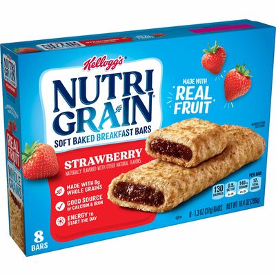 Kellogg's Nutri-Grain Soft Baked Breakfast Bars, Made with Real Fruit and Whole Grains, Kids Snacks, Strawberry
