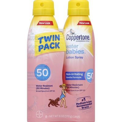Coppertone Sunscreen, Lotion Spray, Broad Spectrum SPF 50, Twin Pack