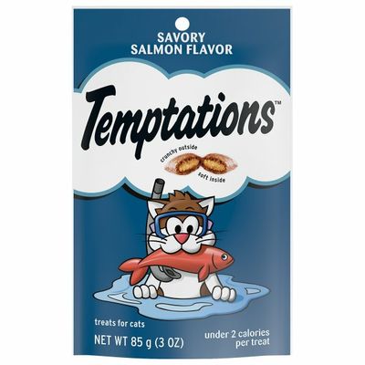 Temptations Crunchy and Soft Cat Treats Savory Salmon Flavor