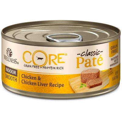 Wellness Core Grain Free Classic Pate Indoor Smooth Chicken & Chicken Liver Recipe Healthy Food For Adult Cats