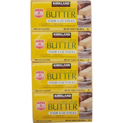 Kirkland Signature Unsalted Butter, 4 x 4 oz