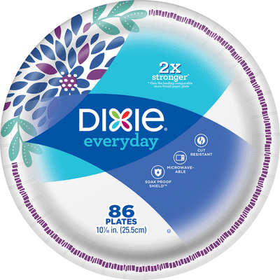 Dixie Paper Plates, 10 Inch Dinner Plate (Design May Vary)