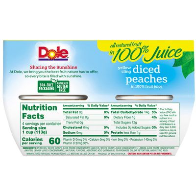 Dole Yellow Cling Diced Peaches in 100% Fruit Juice