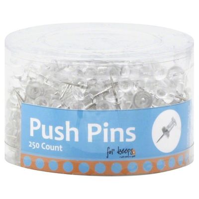 For Keeps Push Pins, 250 Pack, Tub