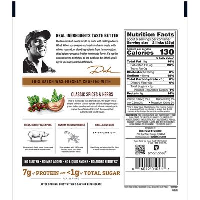 Duke's Original Recipe Smoked Shorty Sausages