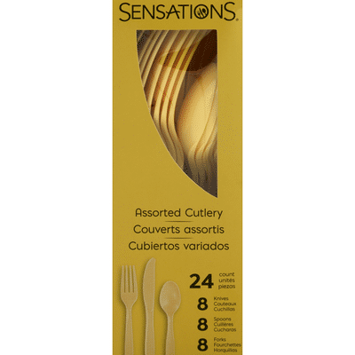 Sensations Cutlery, Soft Yellow, Plastic, Assorted