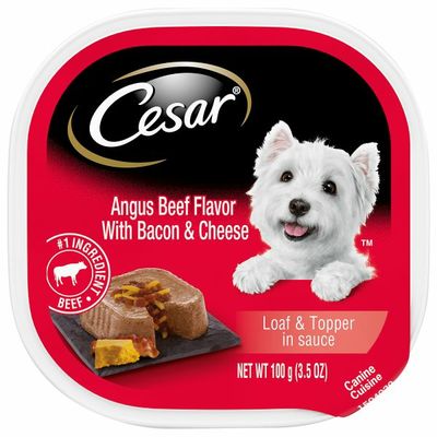CESAR Loaf & Topper in Sauce Angus Beef Flavor with Bacon & Cheese Canine Cuisine