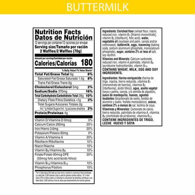 Eggo Frozen Waffles, Frozen Breakfast, Toaster Waffles, Buttermilk