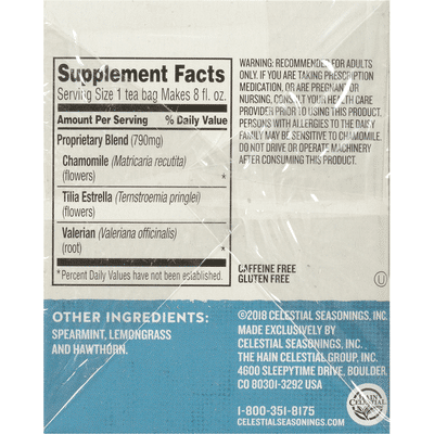 Celestial Seasonings Sleepytime Extra Caffeine Free Herbal Supplement Tea Bags
