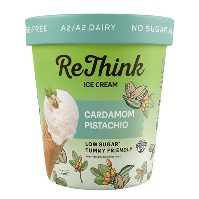 ReThink Ice Cream Cardamom Pistachio, Lactose-Free A2/A2 dairy, Low Sugar