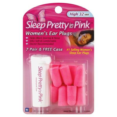 Sleep Pretty In Pink Women's Ear Plugs, High 32 NRR, Card