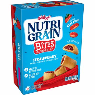 Kellogg's Nutri-Grain Bites Mini Breakfast Bars, Made with Real Fruit and Whole Grains, Kids Lunch Snacks, Strawberry