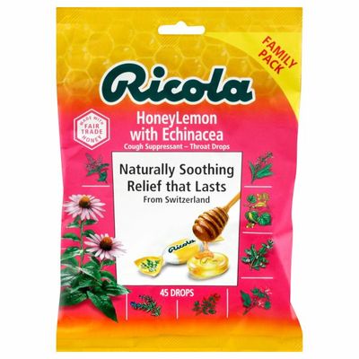 Ricola Cough Suppressant/Throat Drops, Honey Lemon with Echinacea, Family Pack