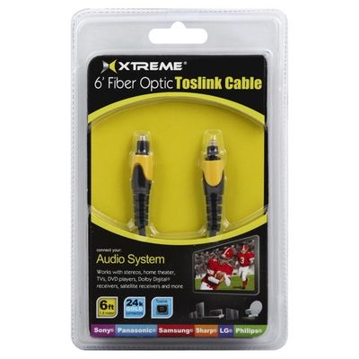 Xtreme Audio Cable, Toslink, Fiber Optic, 6 Inch