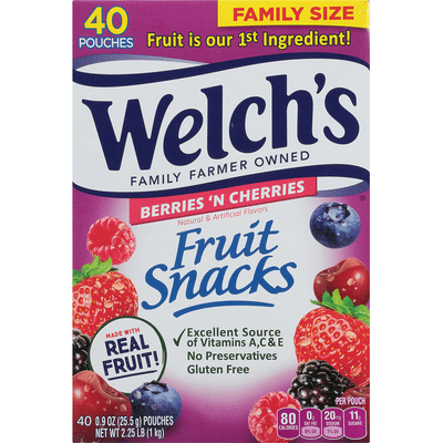 Welch's Fruit Snacks, Berries 'n Cherries, Family Size