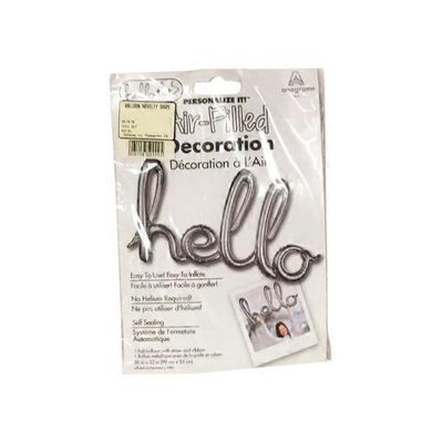 Amscan Hello Shape Script Phrase Balloon - Silver Foil - 99cm