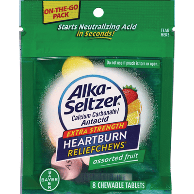 Alka-Seltzer Heartburn, Extra Strength, Assorted Fruit, Chewable Tablets, On-the-Go Pack