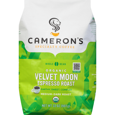 Cameron S Coffee Coffee Organic Whole Bean Medium Dark Roast Velvet Moon Espresso Roast 32 Oz Instacart