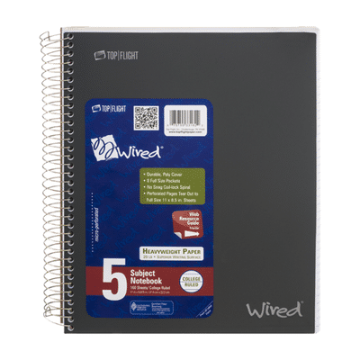Top Flight Notebook, 5 Subject, College Rule