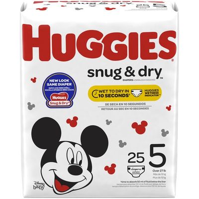 Huggies Snug & Dry Diapers, Size 5, 25 Count (Packaging May Vary)