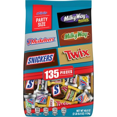 Snickers, Twix, 3 Musketeers & Milky Way Variety Pack Chocolate Candy Bar Assortment 135 Piece