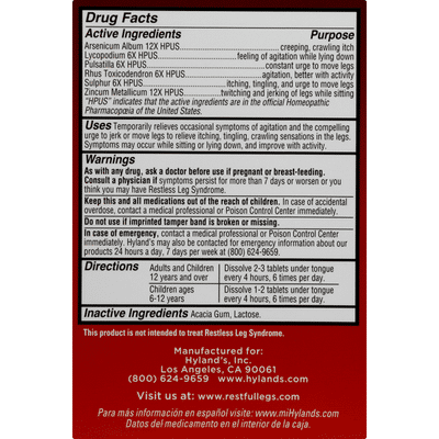 Hyland's Restful Legs, Quick-Dissolving Tablets