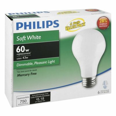 Philips Light Bulbs, Soft White, 43 Watts, Value Pack