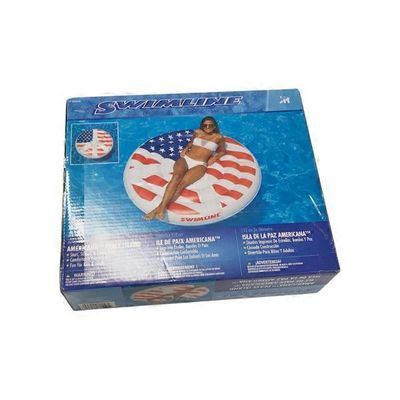 Swimline 60" Inflatable Americana Peace Island Float for Swimming Pool