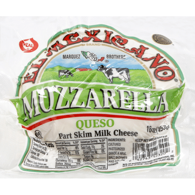 El Mexicano Cheese, Mozzarella, Part Skim Milk